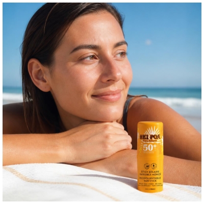 Hei Poa Stick Solaire Invisible Monoï Visage et Zones Sensibles SPF50+ 15 g