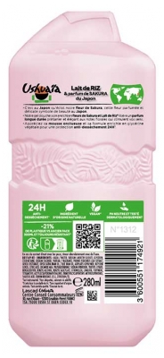 Ushuaïa Douche Soin Hydratante au Lait de Riz et Parfum de Sakura 280 ml
