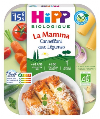 HiPP La Mamma Cannelloni aux Légumes dès 15 Mois Bio 250 g (à consommer de préférence avant le 15/09/2026)