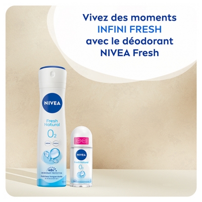 Nivea Fresh Natural O2 Déodorant Protection 48H Flacon Bille 50 ml