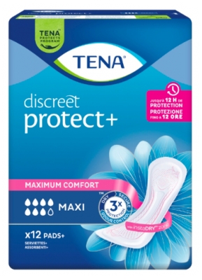 Tena Discreet Protect+ Maxi Serviettes Absorbantes 12 Unités