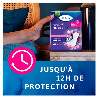 Tena Discreet Protect+ Maxi Night Serviettes Absorbantes Nuit 12 Unités