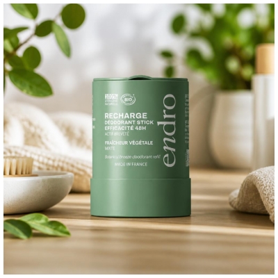 Endro Déodorant Stick 48 H Fraîcheur Végétale Peaux Mixtes Recharge Bio 50 g