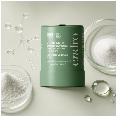 Endro Déodorant Stick 48 H Fraîcheur Végétale Peaux Mixtes Recharge Bio 50 g
