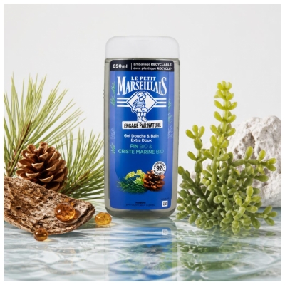Le Petit Marseillais Gel Douche & Bain Extra Doux Pin et Criste Marine Bio 250 ml