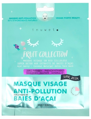 Inuwet Fruit Collection Masque Visage Anti-Pollution aux Extraits de Baies d'Acaï 30 ml