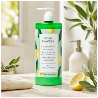 Trésor Botanique Gel Douche Sauge & Citron de Méditerranée 1 L