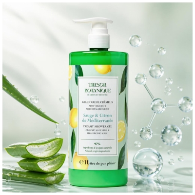 Trésor Botanique Gel Douche Sauge & Citron de Méditerranée 1 L