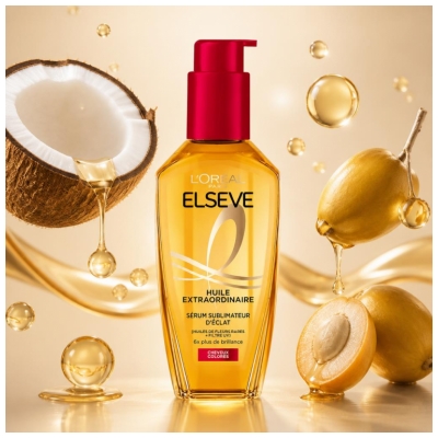 L'Oréal Paris Elseve Huile Extraordinaire Sérum Sublimateur d'Éclat Cheveux Colorés 100 ml