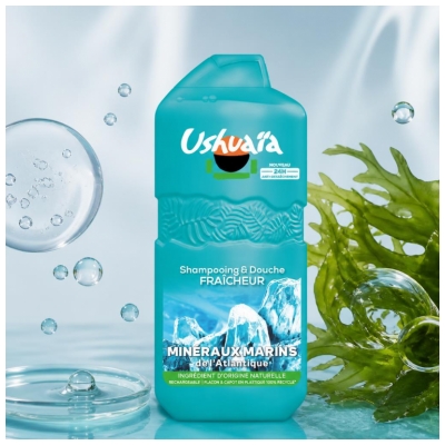 Ushuaïa Shampoing Douche Fraicheur Minéraux Marins de l'Atlantique 490 ml