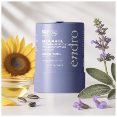 Endro Déodorant Stick 48 H Velours Floral Pro-Âge Ménopause Recharge Bio 50 g
