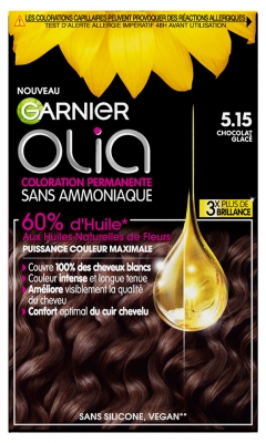 Garnier Olia Coloration Permanente Sans Ammoniaque Sans Silicone 120 g - Coloration : 5.15 Chocolat Glacé