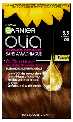 Garnier Olia Coloration Permanente Sans Ammoniaque Sans Silicone 120 g - Coloration : 5.3 Châtain Clair Doré