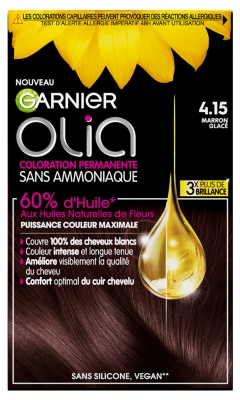 Garnier Olia Coloration Permanente Sans Ammoniaque Sans Silicone 120 g - Coloration : 4.15 Marron Glacé