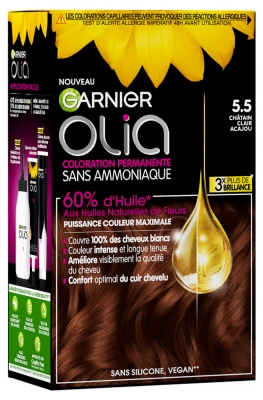 Garnier Olia Coloration Permanente Sans Ammoniaque Sans Silicone 120 g - Coloration : 5.5 Châtain Clair Acajou