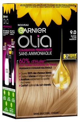 Garnier Olia Coloration Permanente Sans Ammoniaque Sans Silicone 120 g - Coloration : 9.0 Blond Clair Radieux