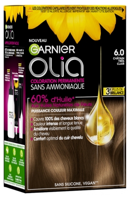 Garnier Olia Coloration Permanente Sans Ammoniaque Sans Silicone 120 g - Coloration : 6.0 Châtain Trés Clair