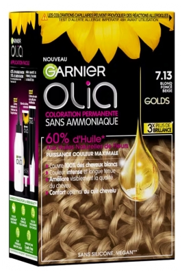 Garnier Olia Coloration Permanente Sans Ammoniaque Sans Silicone 120 g - Coloration : 7.13 Blond Foncé Beige