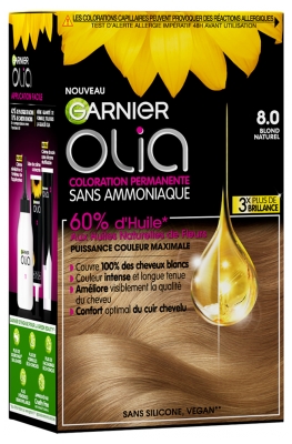Garnier Olia Coloration Permanente Sans Ammoniaque Sans Silicone 120 g - Coloration : 8.0 Blond Naturel