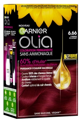 Garnier Olia Coloration Permanente Sans Ammoniaque Sans Silicone 120 g - Coloration : 6.66 Carmin Éclatant