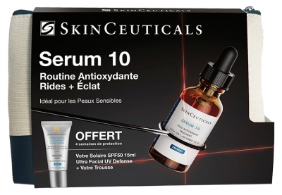 SkinCeuticals Trousse Sérum 10 Sérum Antioxydant Rides et Ridules 30 ml + Ultra Facial UV Défense SPF 50 15 ml Offert