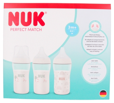 NUK Perfect Match 3 Biberons 260 ml Dès 3 Mois
