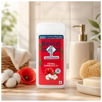 Le Petit Marseillais Crème de Douche Nourrissante Extra Douce Coton & Coquelicot Bio 300 ml