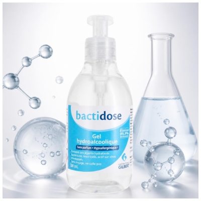 Gilbert Bactidose Gel Hydroalcoolique Non Parfume - 300 ml