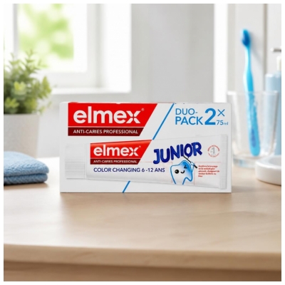Elmex Dentifrice Junior Anti-Caries Professional Color Changing 6-12 Ans 2 x 75 ml