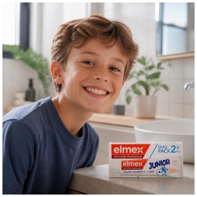 Elmex Dentifrice Junior Anti-Caries Professional Color Changing 6-12 Ans 2 x 75 ml