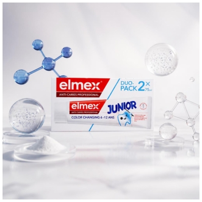 Elmex Dentifrice Junior Anti-Caries Professional Color Changing 6-12 Ans 2 x 75 ml
