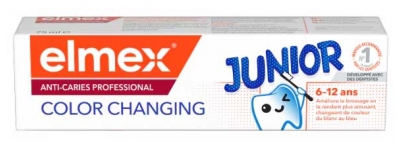 Elmex Dentifrice Junior Anti-Caries Professional Color Changing 6-12 Ans 75 ml
