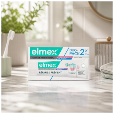 Elmex Sensitive Professional Répare & Prévient + Blancheur + Soin Gencives Lot de 2 x 75 ml