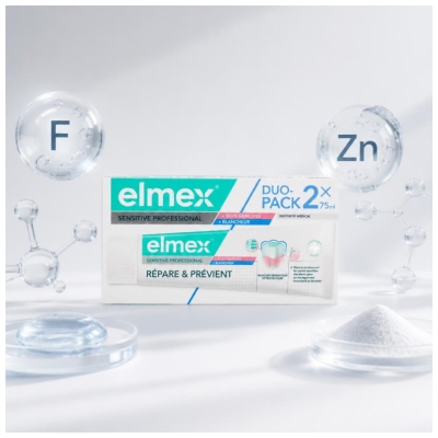 Elmex Sensitive Professional Répare & Prévient + Blancheur + Soin Gencives Lot de 2 x 75 ml