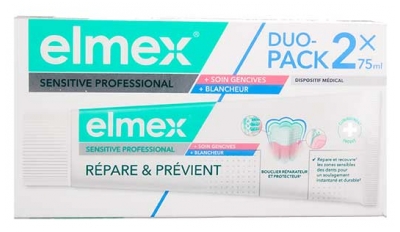 Elmex Sensitive Professional Répare & Prévient + Blancheur + Soin Gencives Lot de 2 x 75 ml