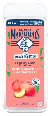 Le Petit Marseillais Gel Bain & Douche Extra Doux Pêche Blanche et Nectarine Bio 650 ml
