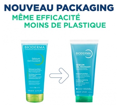 Bioderma Sébium Gel Moussant Nettoyant Purifiant Peaux Mixtes à Grasses 200 ml