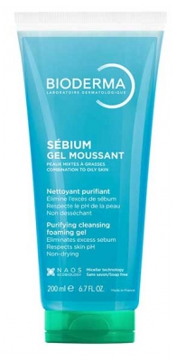 Bioderma Sébium Gel Moussant Nettoyant Purifiant Peaux Mixtes à Grasses 200 ml
