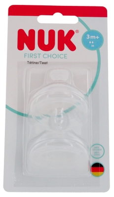 NUK First Choice 2 Tétines Perçage M Anti-Colique Dès 3 Mois