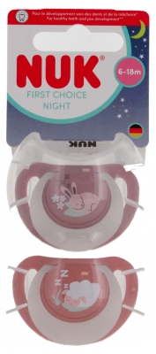 NUK First Choice Nuit Sucettes en Silicone 6-18 Mois