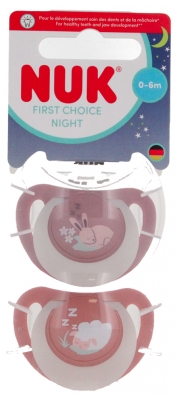 NUK First Choice Nuit Sucettes en Silicone 0-6 Mois