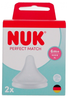 NUK Perfect Match 2 Tétines Silicone Perçage XL Anti Colique Dès 6 Mois