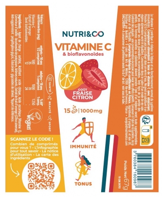 Nutri&Co Vitamine C 1000 mg et Bioflavonoïdes 15 Comprimés