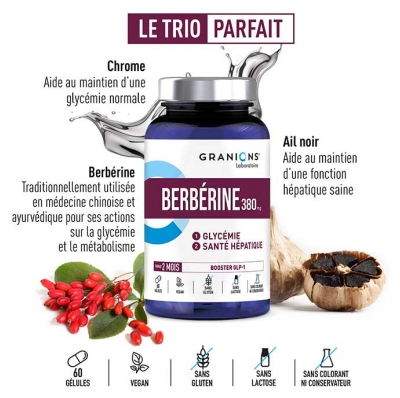 Granions Berbérine 380 mg Booster GLP-1 60 Gélules