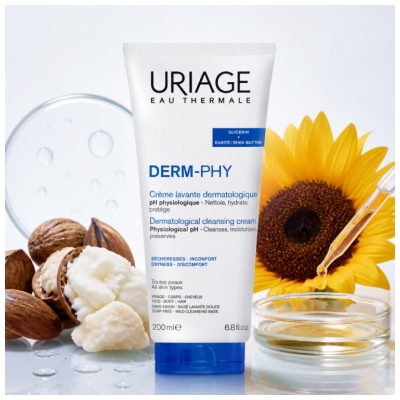Uriage Derm-Phy Crème Lavante Dermatologique Visage Corps et Cheveux 200 ml
