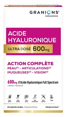 Granions Acide Hyaluronique Ultra Dosé 600 mg Action Complète 60 Comprimés Sécables