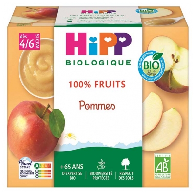 Hipp Pommes Coupelles 4 X 100 g Dès 4/6 Mois