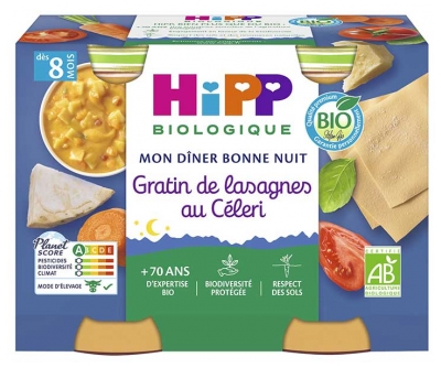 HiPP Gratin de Lasagnes au Céleri dès 8 Mois Bio 2 Pots