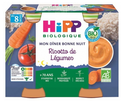 Hipp Risotto de Légumes Pots 2 X 190 g Dès 8 Mois