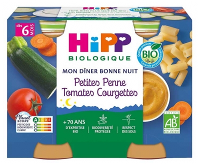 Hipp Petites Penne Tomates Courgettes Pots 2 X 190 g Dès 6 Mois